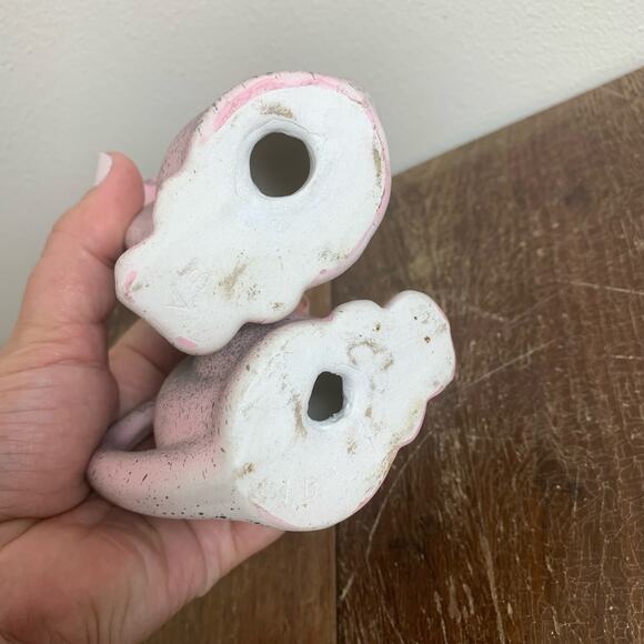 Pair (2) MCM Bisque Porcelain Pink‎ Siamese Cat Figurines Gold Rhinestones eyes - Picture 2 of 8